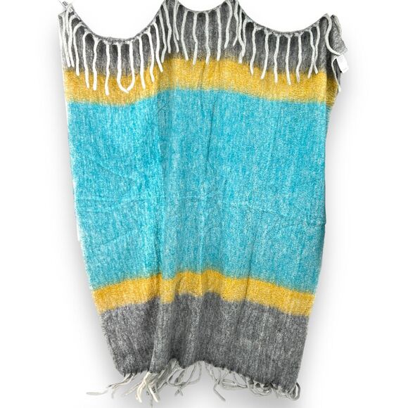 west elm Other - West Elm Gray and Teal Fleece Blanket 50 in x 70 in